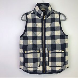 J.Crew vest puffer buffalo plaid check blue Small